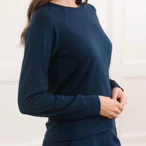 Cozy Earth Bamboo Long Sleeve Crew Navy XS